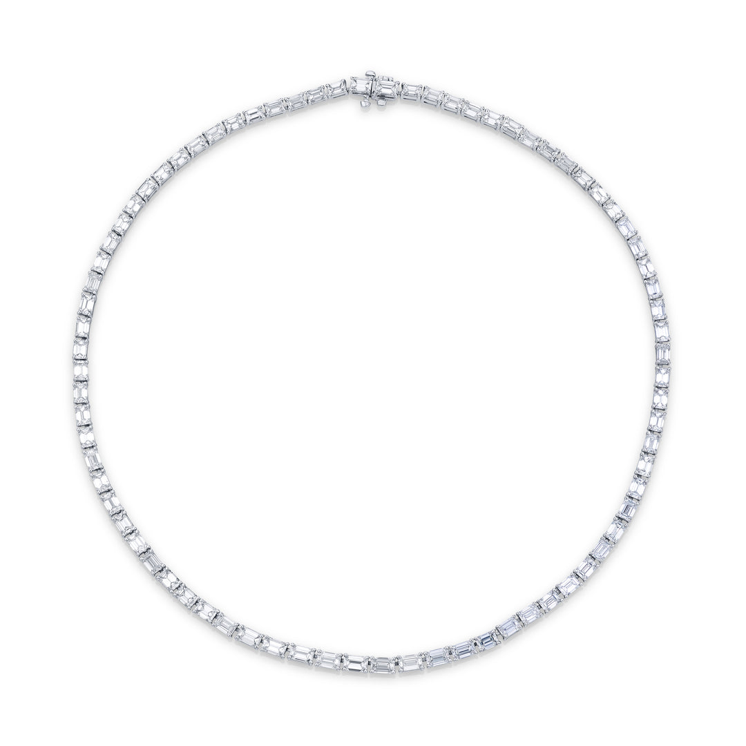 Platinum Emerald-Cut Diamond Necklace