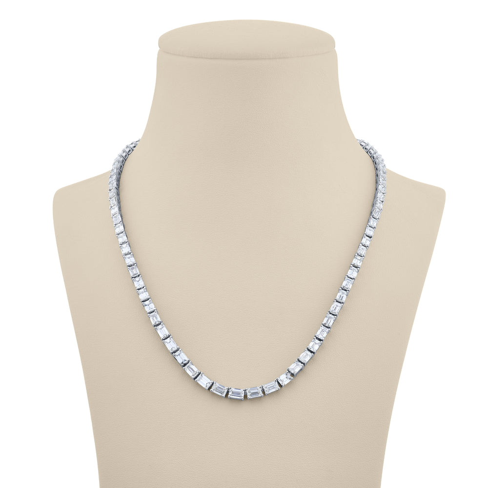 Platinum Emerald-Cut Diamond Necklace