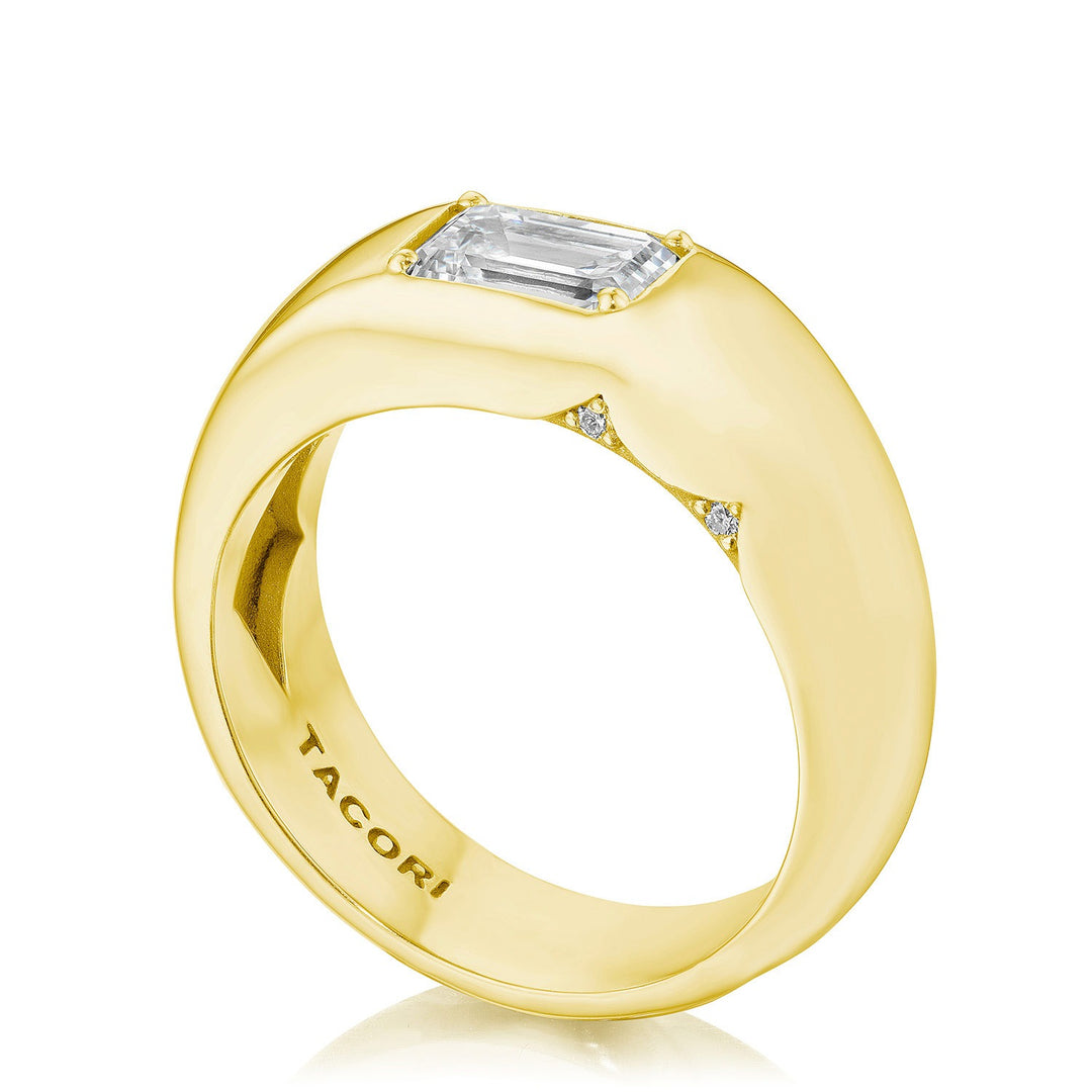 Domed Emerald Cut Diamond Ring
