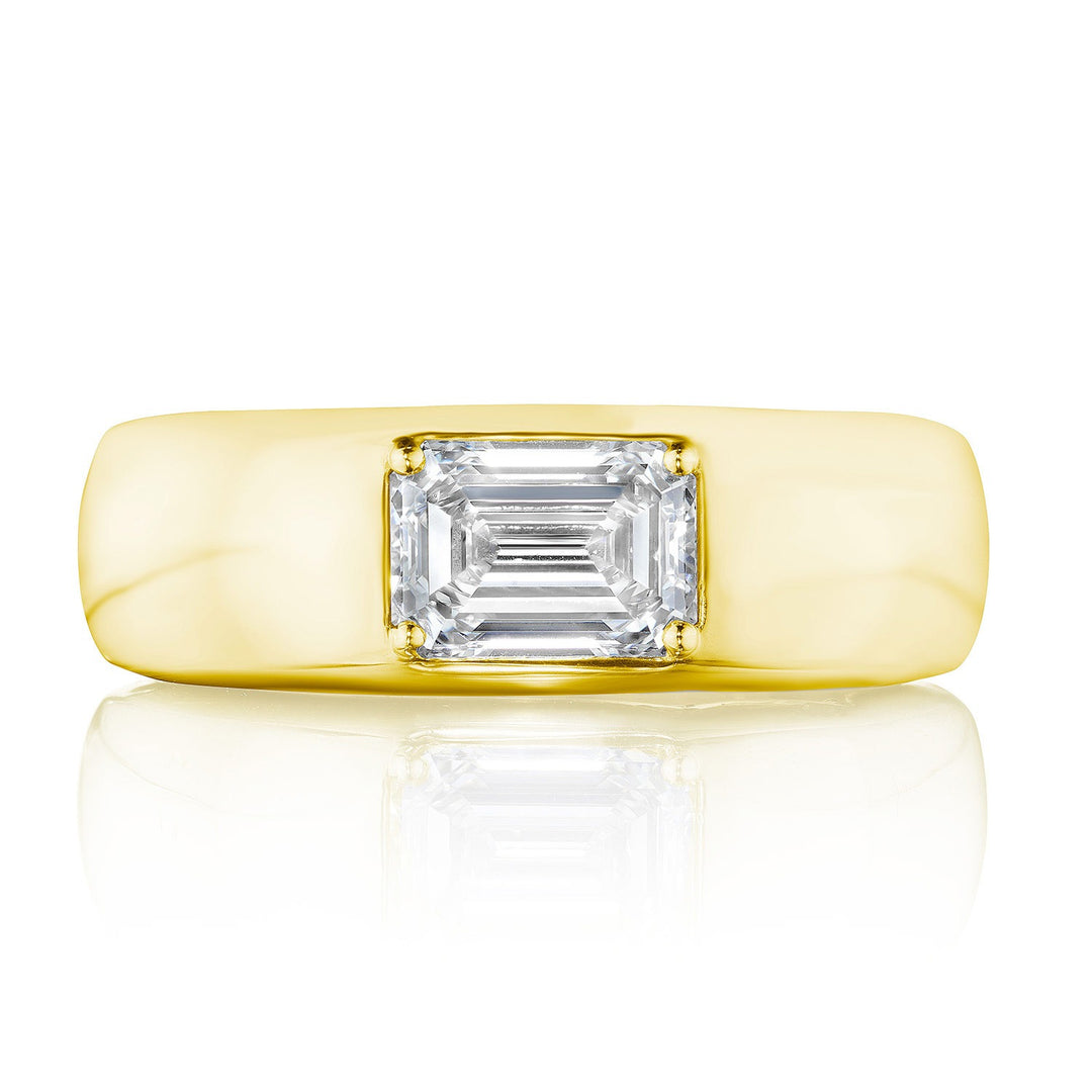 Domed Emerald Cut Diamond Ring