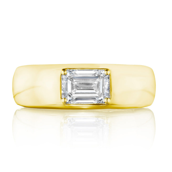 Domed Emerald Cut Diamond Ring