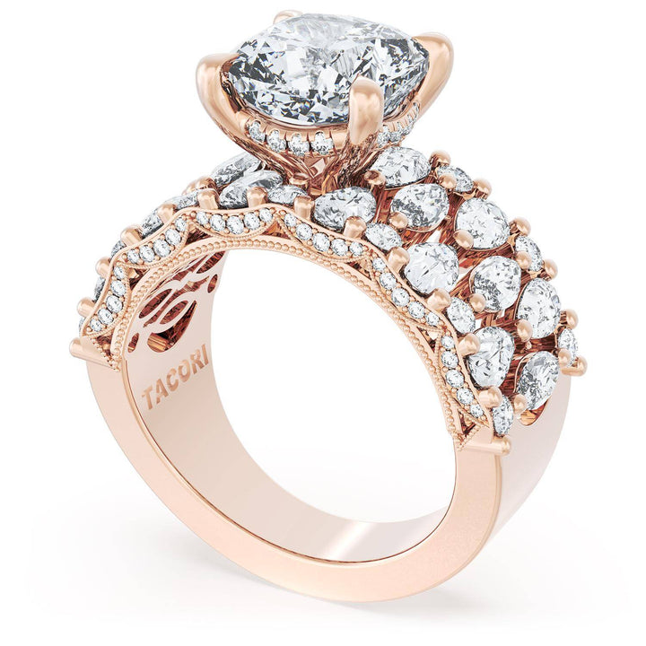 Cushion Solitaire Engagement Ring w/ North South Marquise & Pear Band