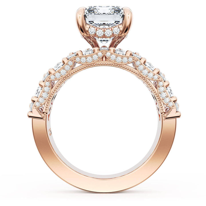 Emerald Solitaire Engagement Ring w/ North South Marquise & Pear Band
