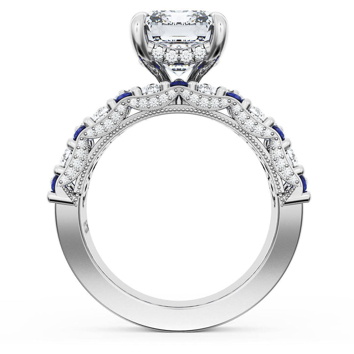Emerald Solitaire Engagement Ring w/ North South Marquise & Pear Band