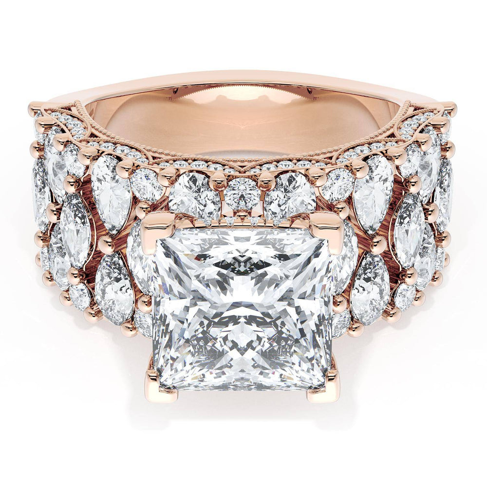 Princess Solitaire Engagement Ring w/ North South Marquise & Pear Band