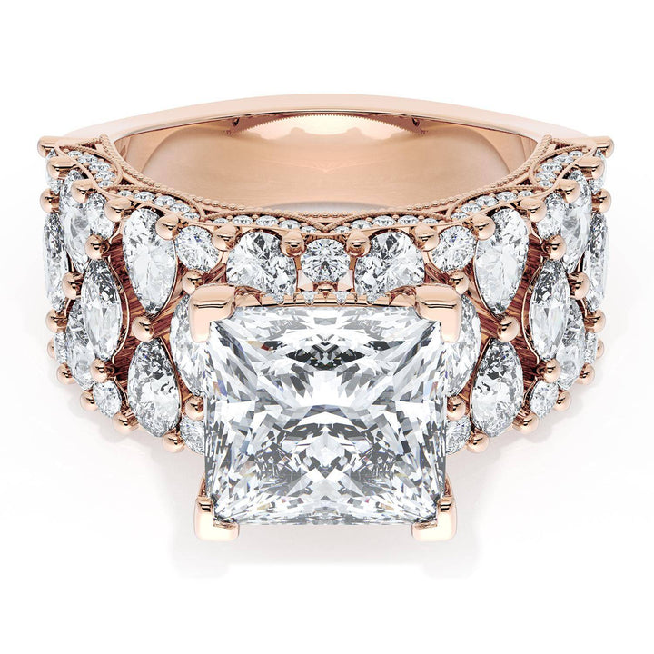 Princess Solitaire Engagement Ring w/ North South Marquise & Pear Band