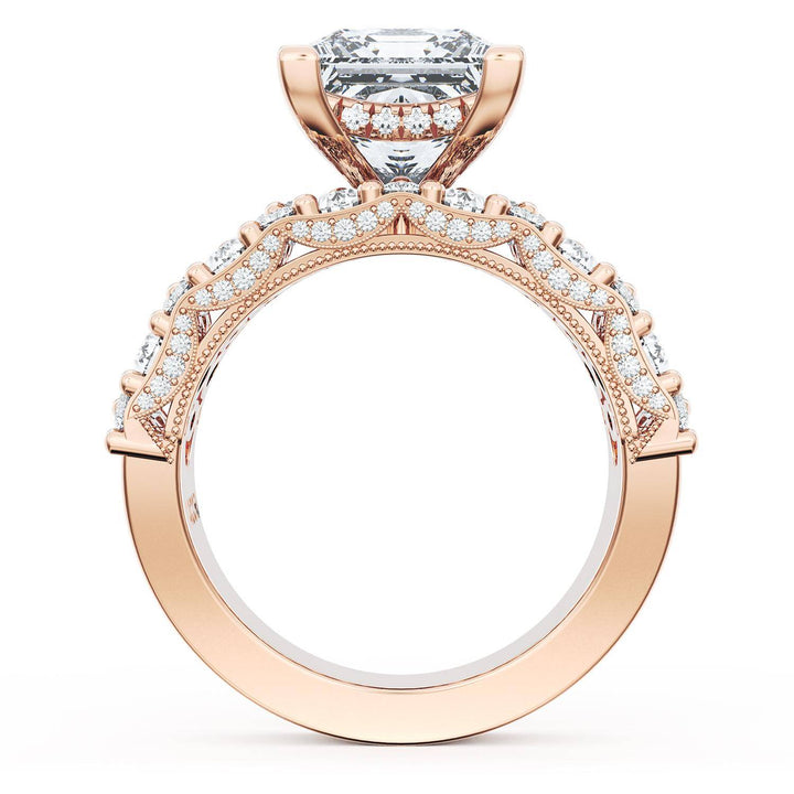 Princess Solitaire Engagement Ring w/ North South Marquise & Pear Band