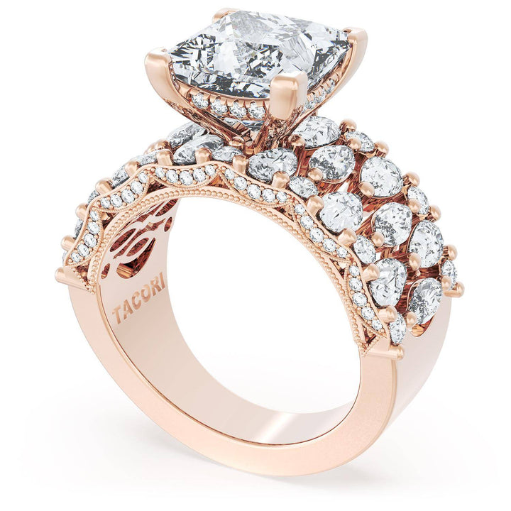 Princess Solitaire Engagement Ring w/ North South Marquise & Pear Band