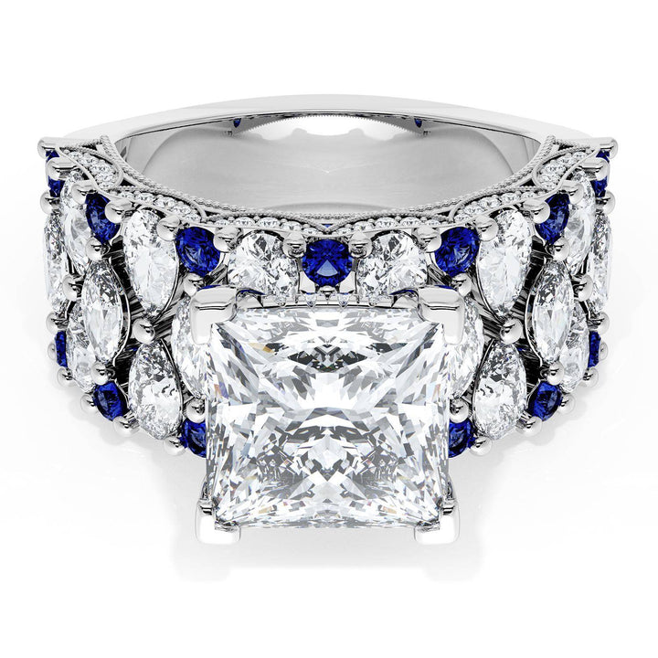 Princess Solitaire Engagement Ring w/ North South Marquise & Pear Band