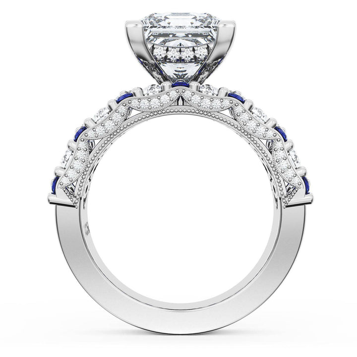 Princess Solitaire Engagement Ring w/ North South Marquise & Pear Band