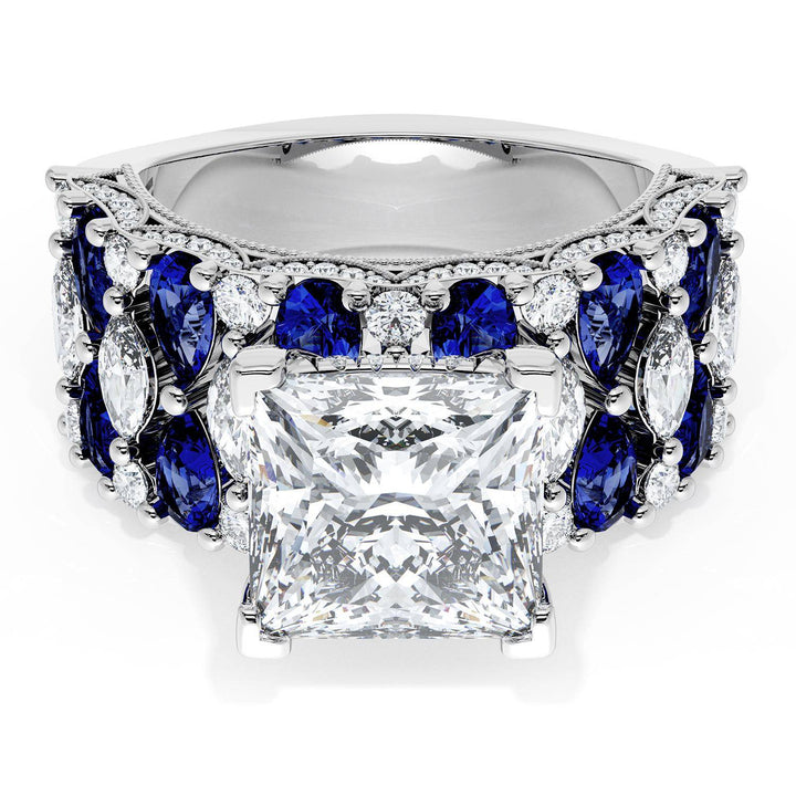 Princess Solitaire Engagement Ring w/ North South Marquise & Pear Band