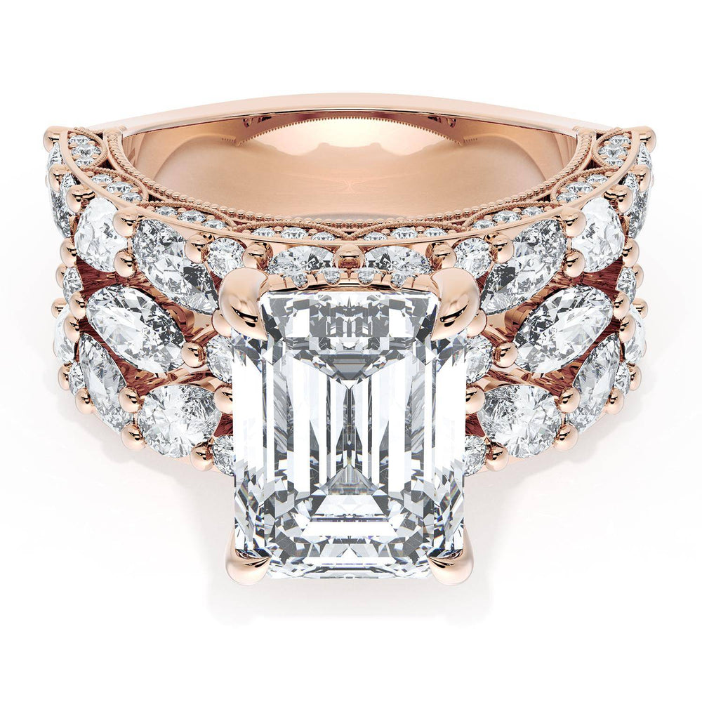 Emerald Solitaire Engagement Ring w/ Marquise & Pear Band