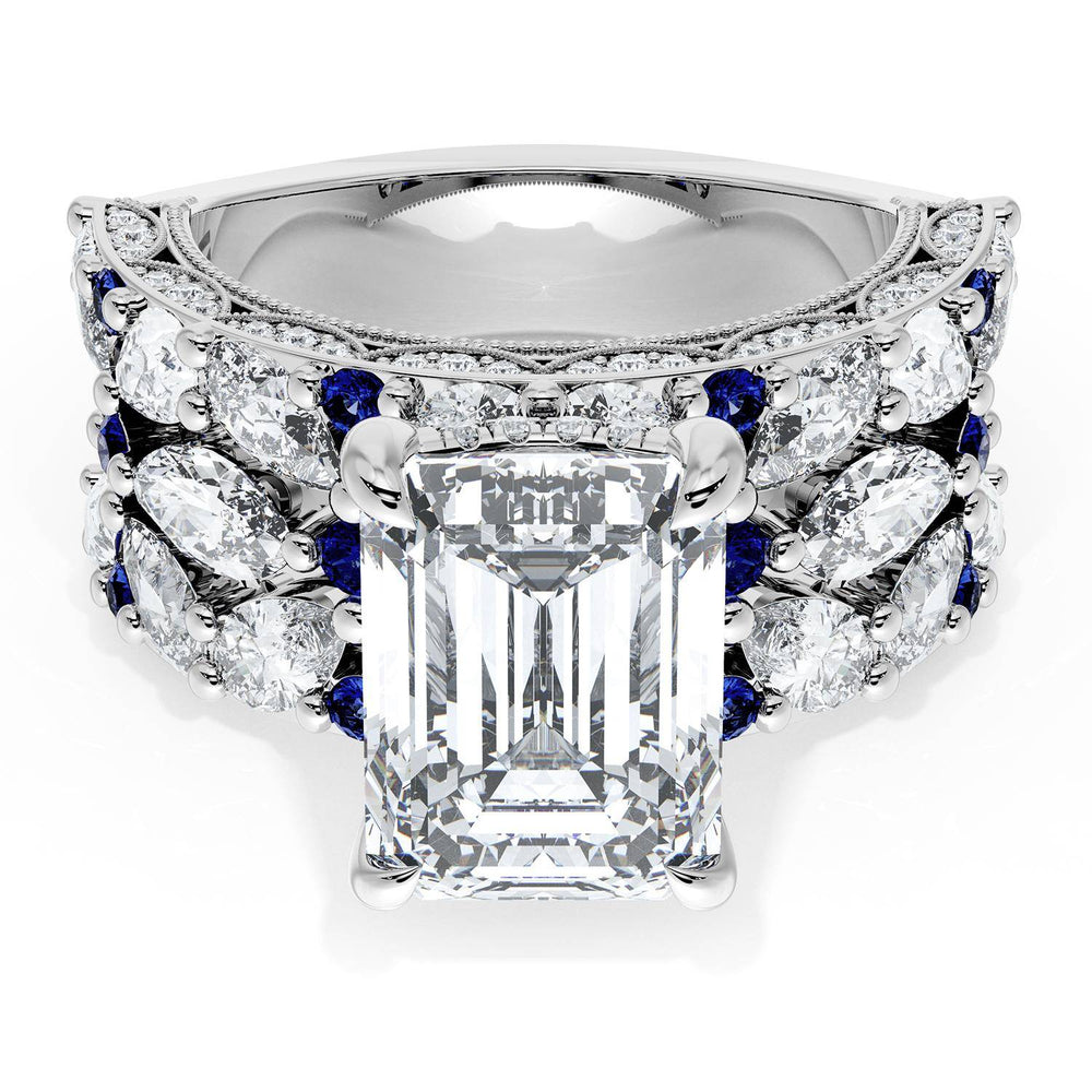 Emerald Solitaire Engagement Ring w/ Marquise & Pear Band