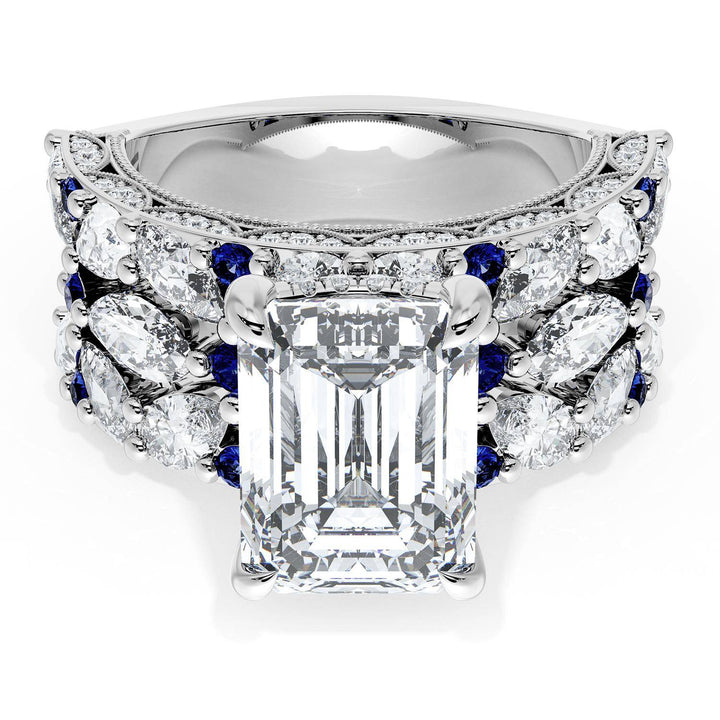 Emerald Solitaire Engagement Ring w/ Marquise & Pear Band