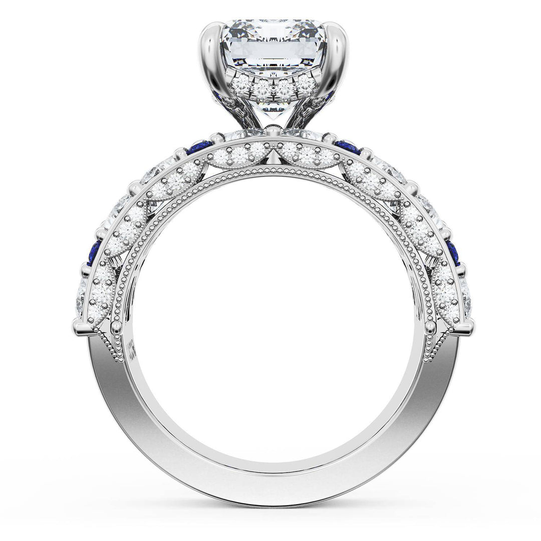 Emerald Solitaire Engagement Ring w/ Marquise & Pear Band