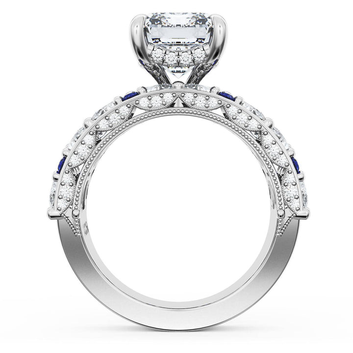Emerald Solitaire Engagement Ring w/ Marquise & Pear Band