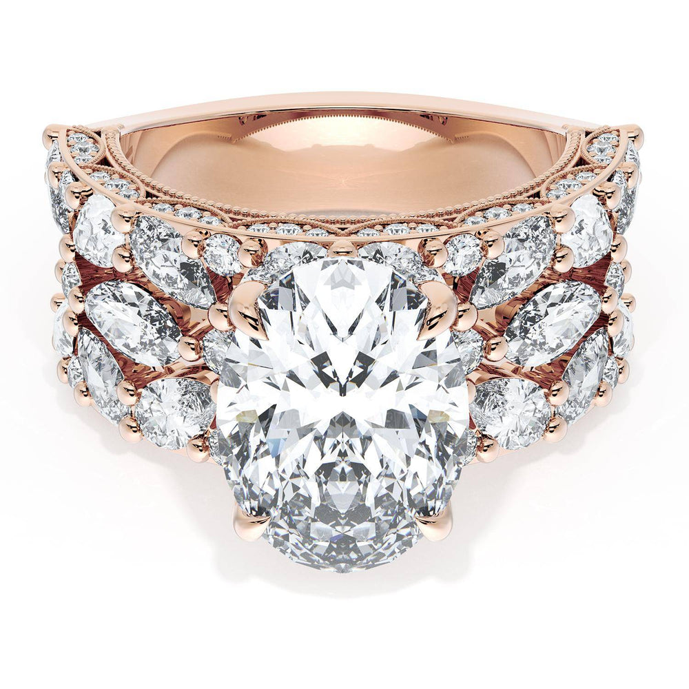 Oval Solitaire Engagement Ring w/ Marquise & Pear Band