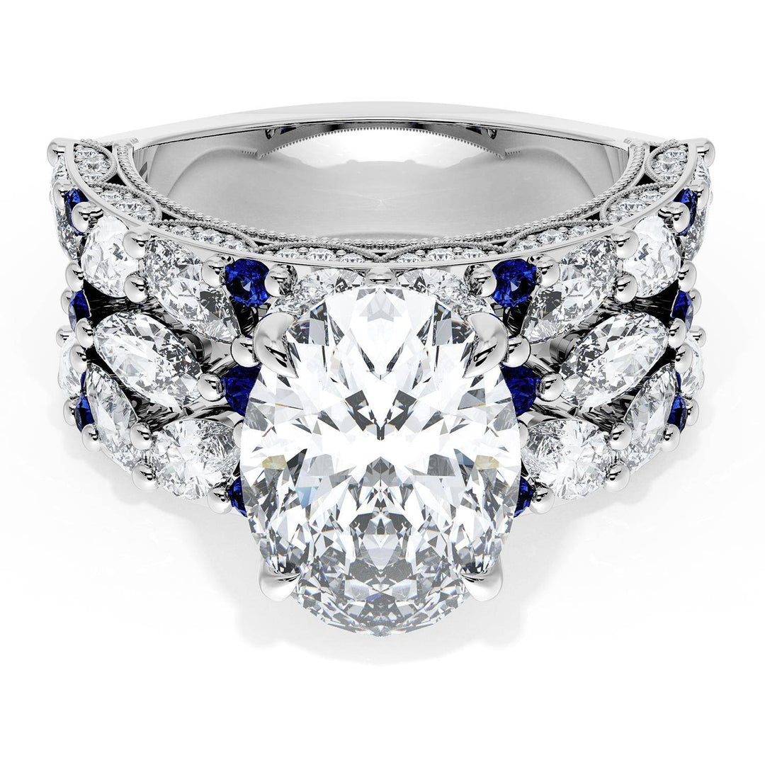 Oval Solitaire Engagement Ring w/ Marquise & Pear Band
