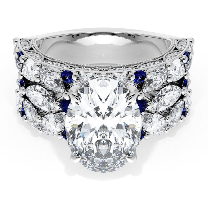 Oval Solitaire Engagement Ring w/ Marquise & Pear Band