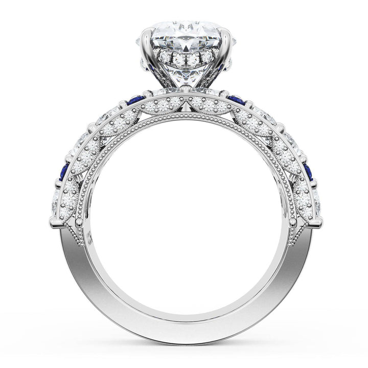 Oval Solitaire Engagement Ring w/ Marquise & Pear Band