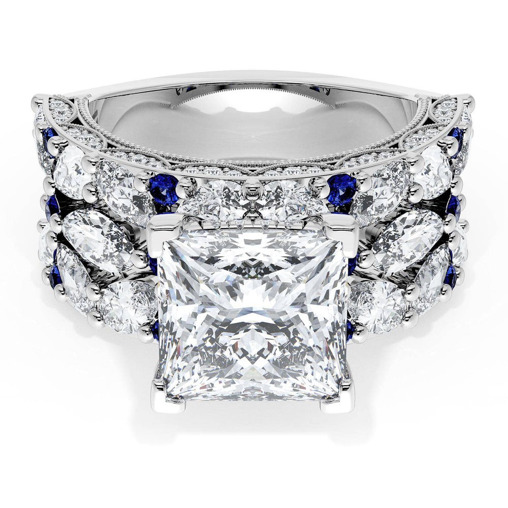 Princess Solitaire Engagement Ring w/ Marquise & Pear Band