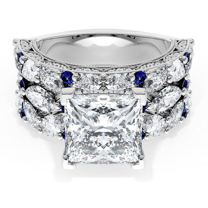Princess Solitaire Engagement Ring w/ Marquise & Pear Band