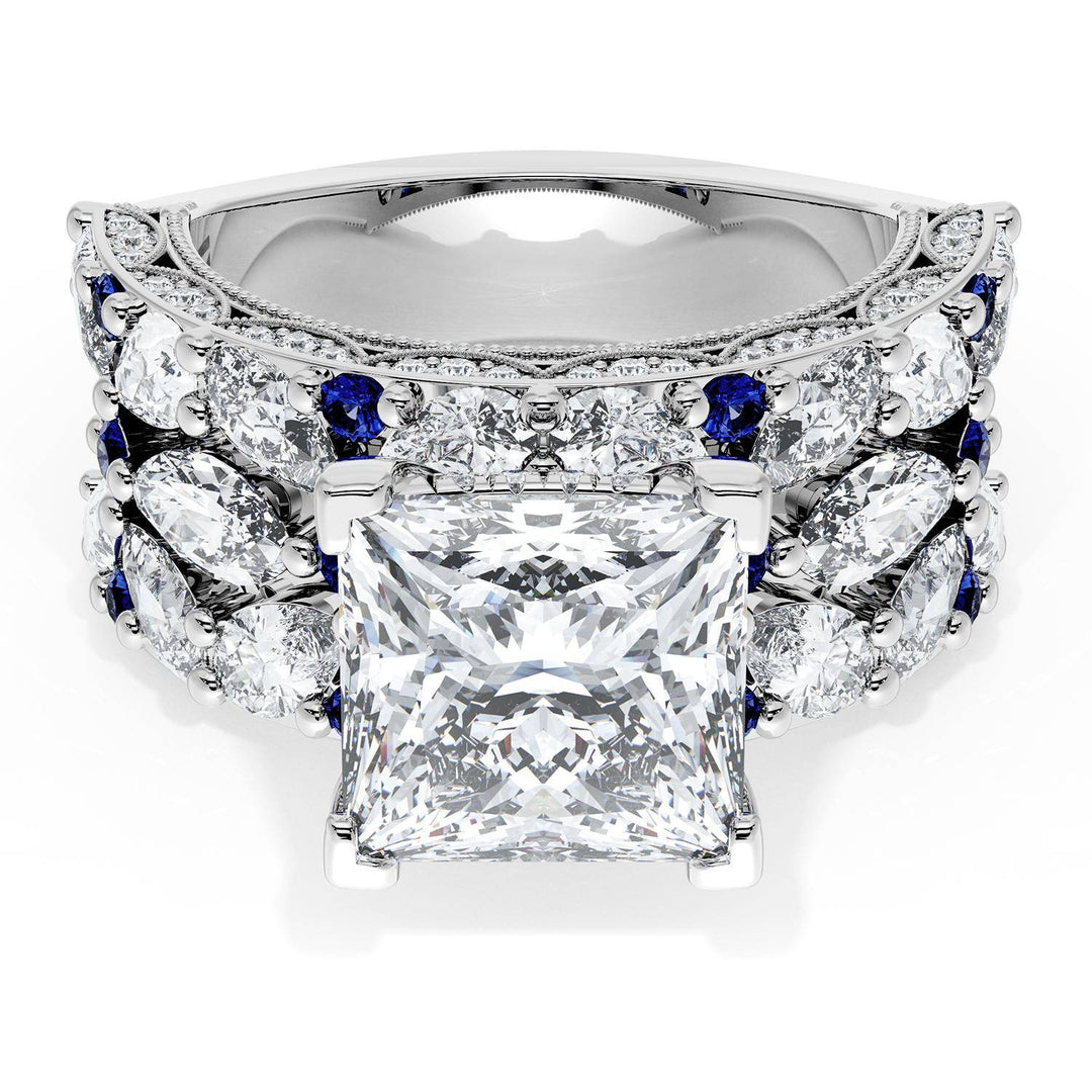 Princess Solitaire Engagement Ring w/ Marquise & Pear Band