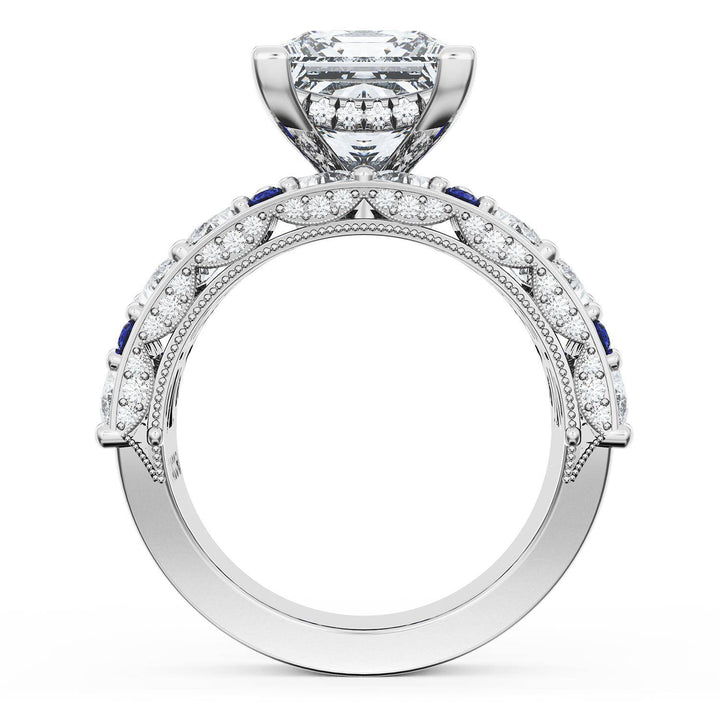 Princess Solitaire Engagement Ring w/ Marquise & Pear Band