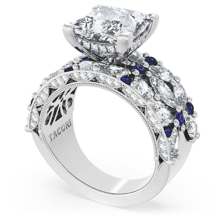 Princess Solitaire Engagement Ring w/ Marquise & Pear Band