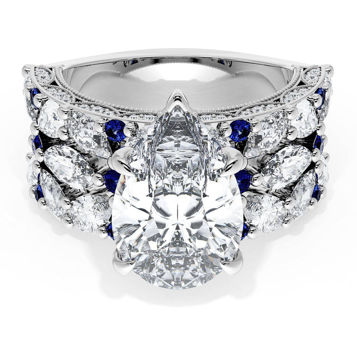 Pear Solitaire Engagement Ring w/ Marquise & Pear Band
