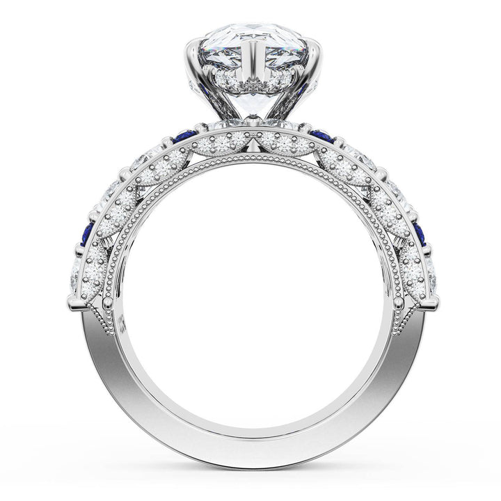 Pear Solitaire Engagement Ring w/ Marquise & Pear Band