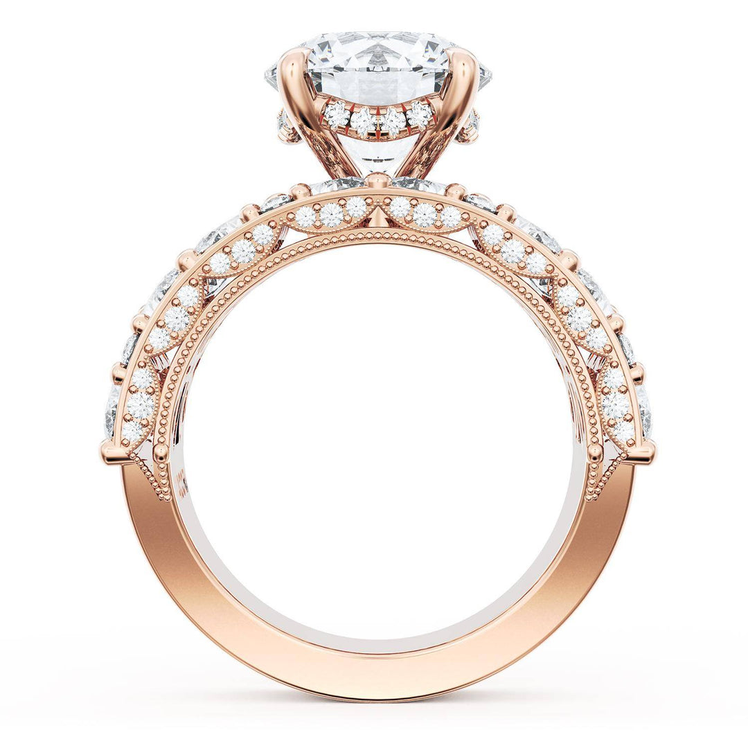 Round Solitaire Engagement Ring w/ Marquise & Pear Band