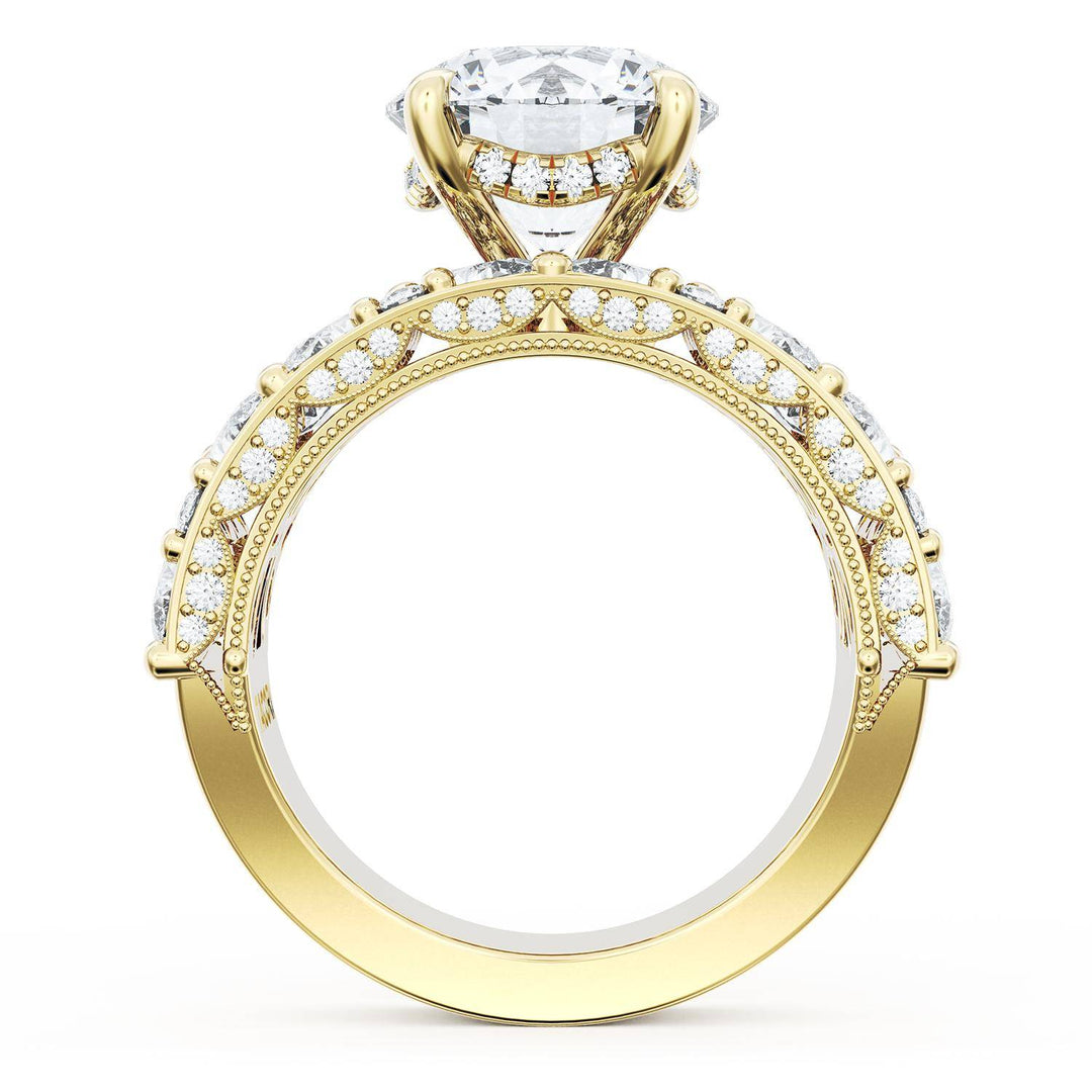 Round Solitaire Engagement Ring w/ Marquise & Pear Band