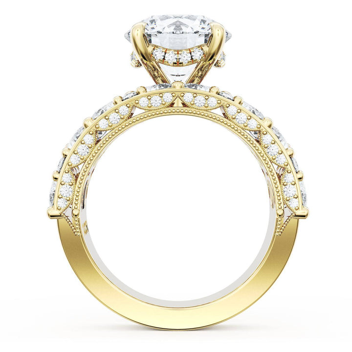 Round Solitaire Engagement Ring w/ Marquise & Pear Band