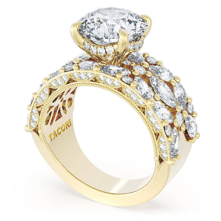 Round Solitaire Engagement Ring w/ Marquise & Pear Band