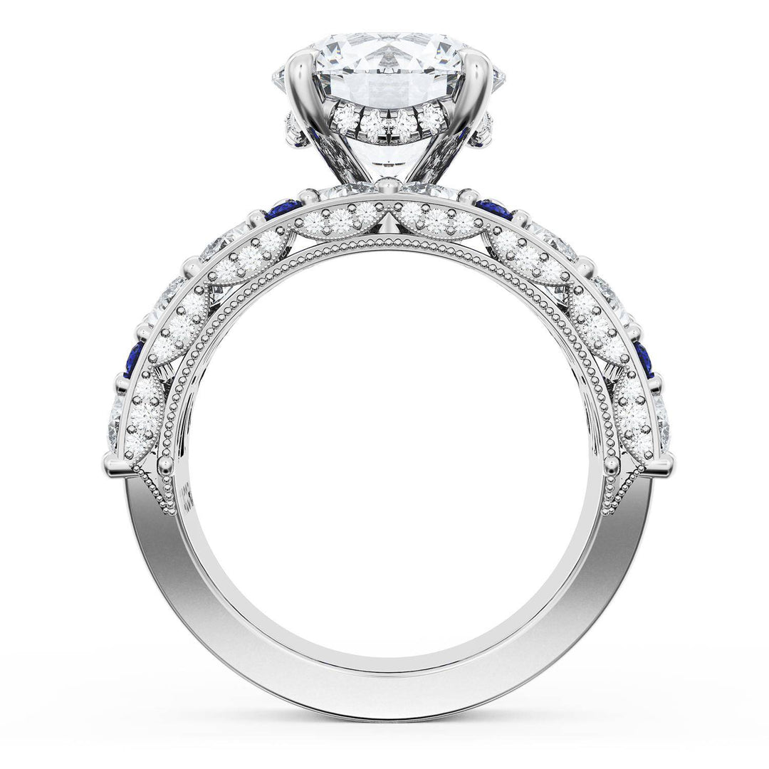 Round Solitaire Engagement Ring w/ Marquise & Pear Band
