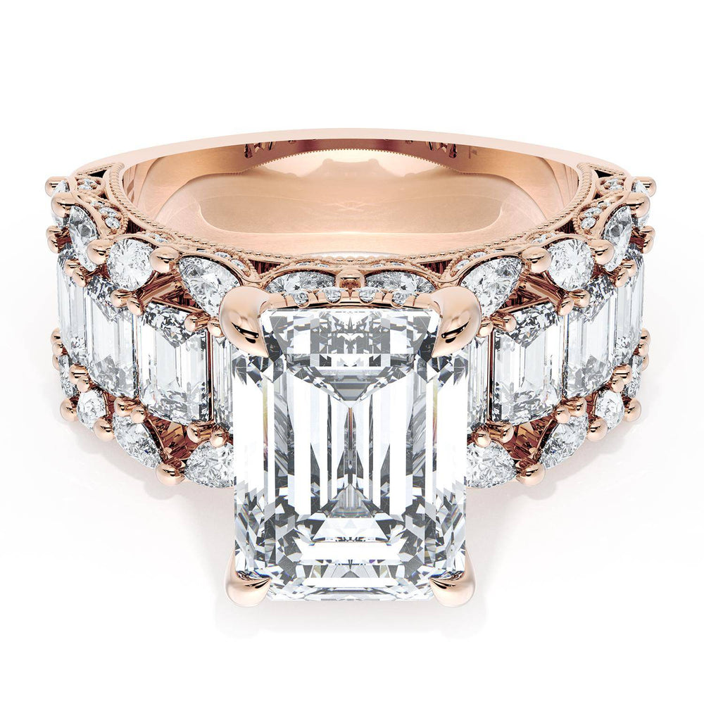 Emerald Solitaire Engagement Ring w/ Emerald & Pear Band