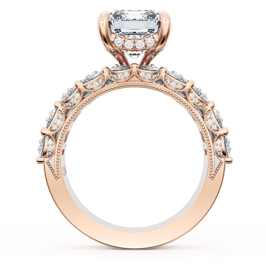 Emerald Solitaire Engagement Ring w/ Emerald & Pear Band