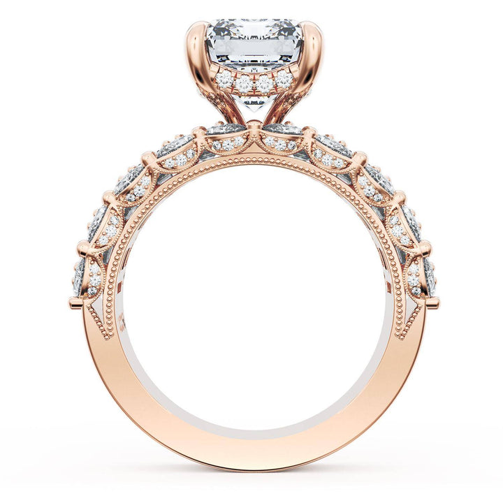 Emerald Solitaire Engagement Ring w/ Emerald & Pear Band