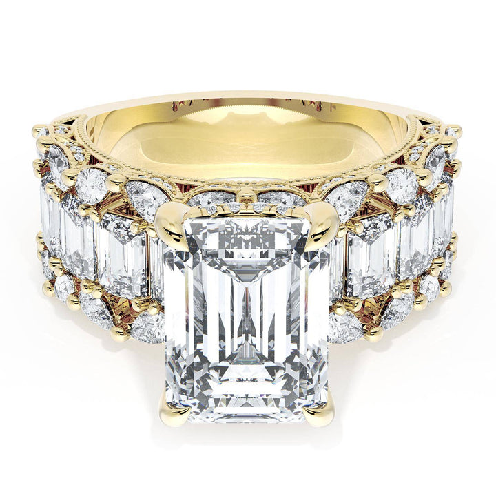 Emerald Solitaire Engagement Ring w/ Emerald & Pear Band