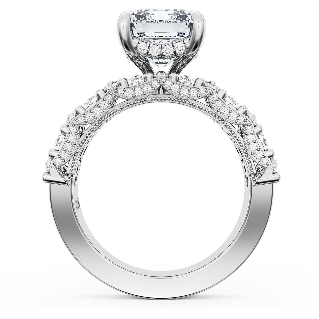 Emerald Solitaire Engagement Ring w/ North South Marquise & Pear Band