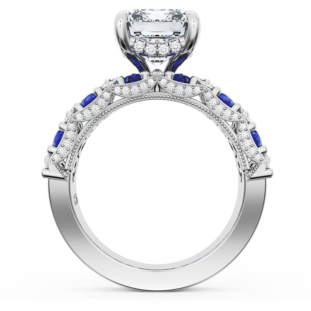 Emerald Solitaire Engagement Ring w/ North South Marquise & Pear Band