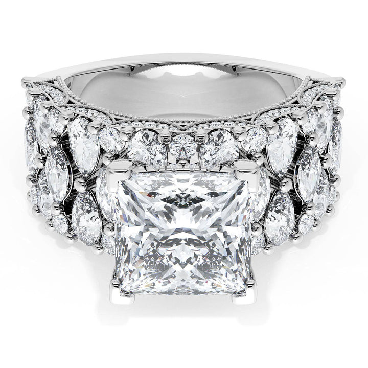 Princess Solitaire Engagement Ring w/ North South Marquise & Pear Band