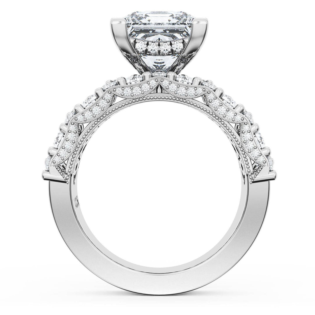 Princess Solitaire Engagement Ring w/ North South Marquise & Pear Band
