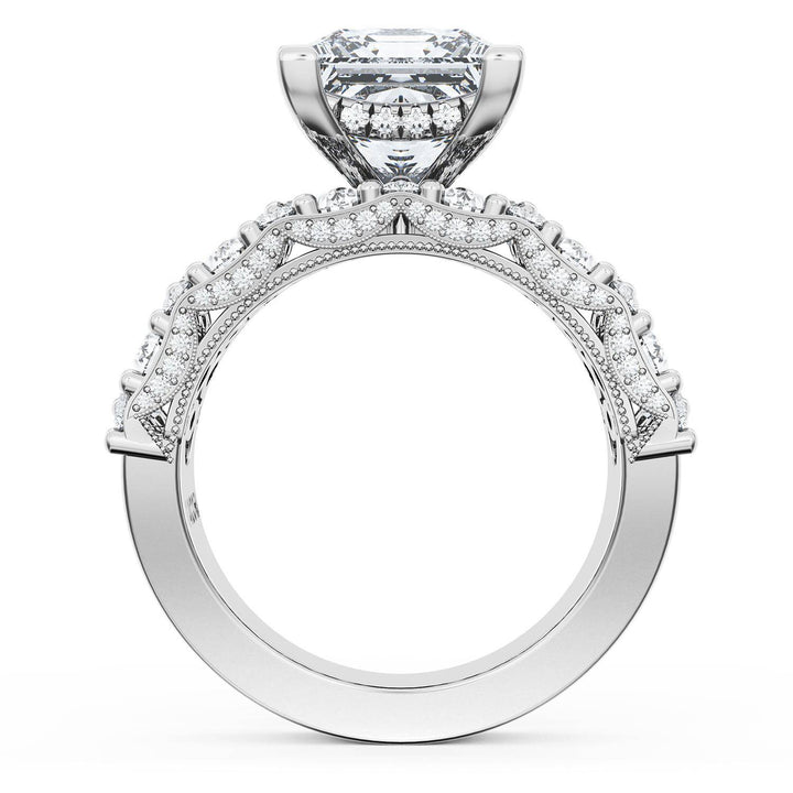Princess Solitaire Engagement Ring w/ North South Marquise & Pear Band
