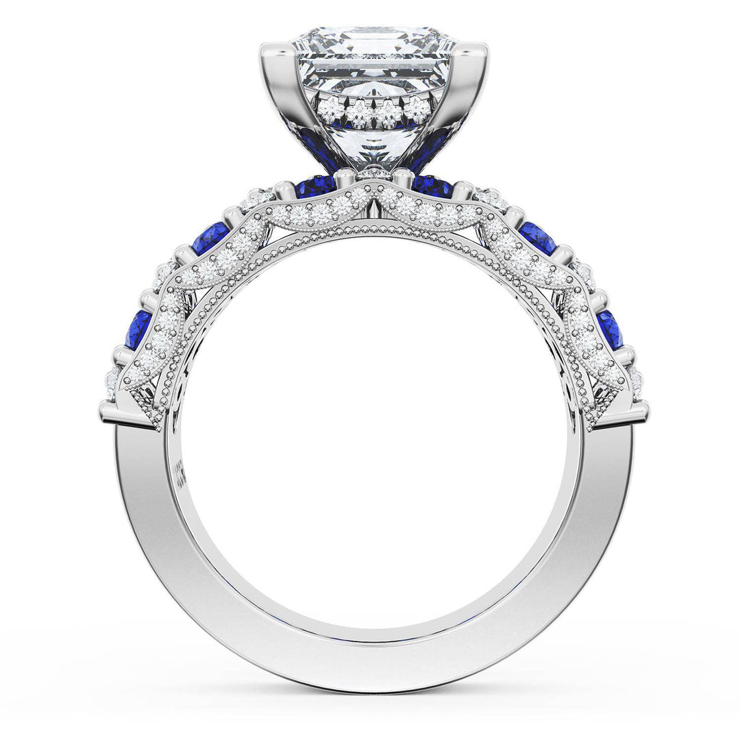 Princess Solitaire Engagement Ring w/ North South Marquise & Pear Band