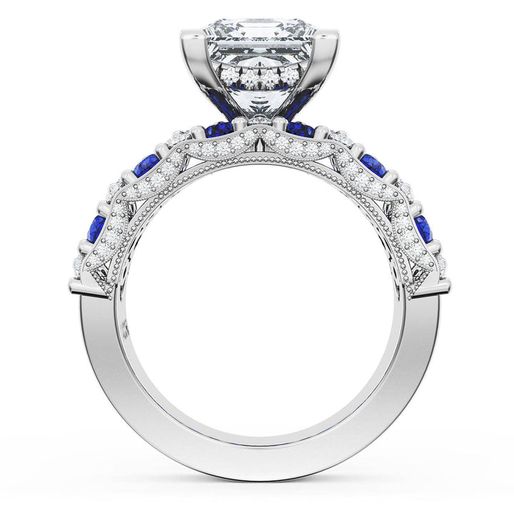 Princess Solitaire Engagement Ring w/ North South Marquise & Pear Band