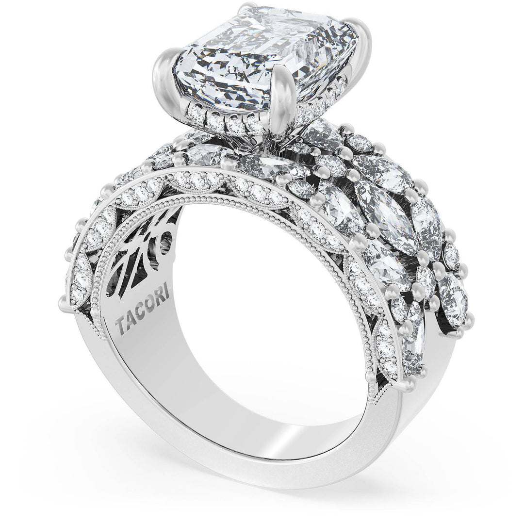 Emerald Solitaire Engagement Ring w/ Marquise & Pear Band