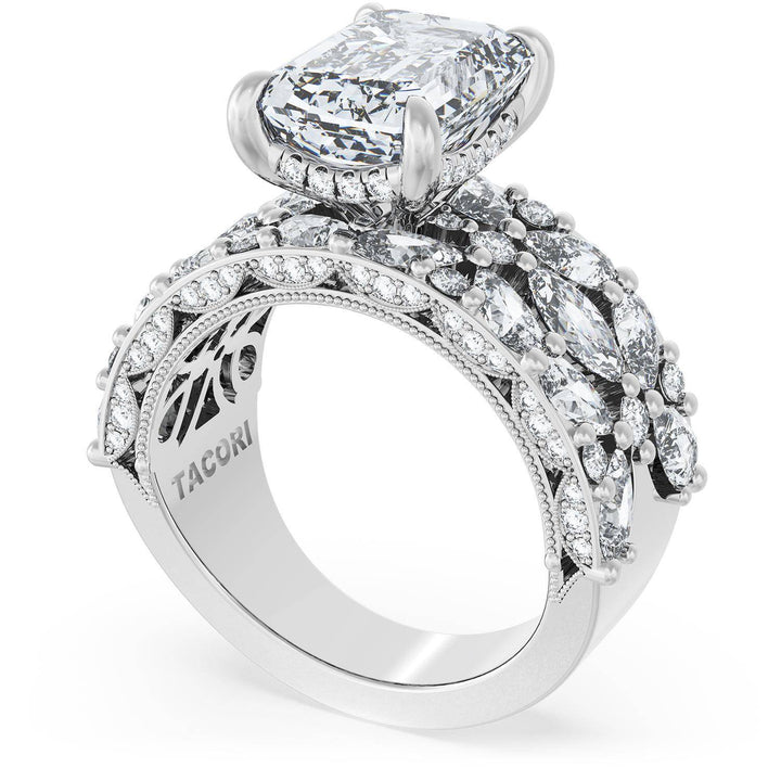 Emerald Solitaire Engagement Ring w/ Marquise & Pear Band