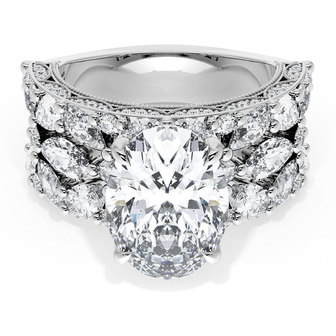 Oval Solitaire Engagement Ring w/ Marquise & Pear Band